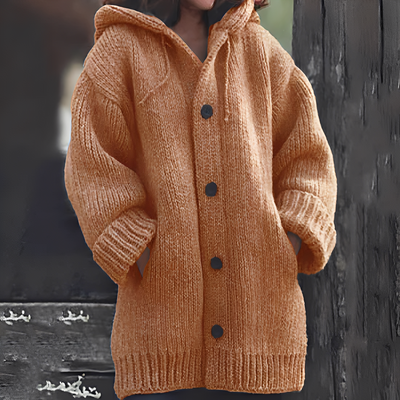 Jaqueline - Cómoda chaqueta de punto con capucha para mujeres