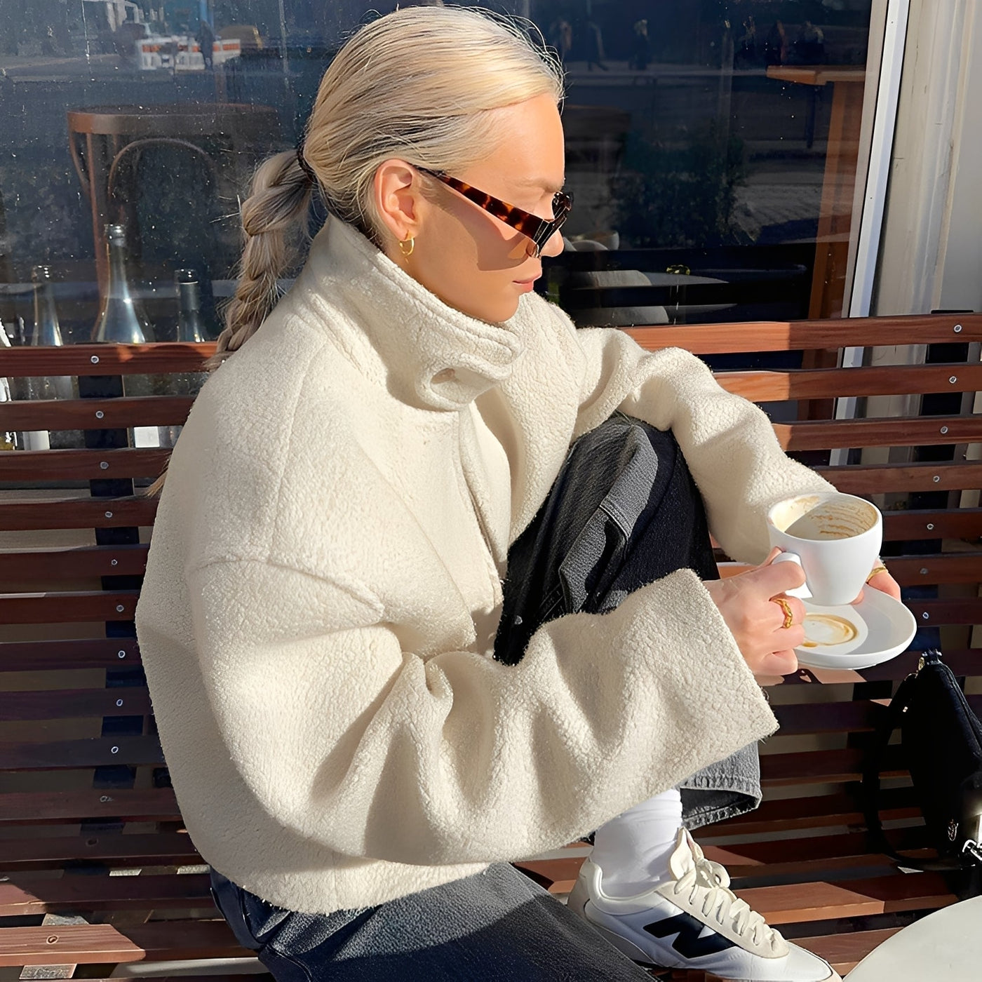 Shania - Moderno, casual abrigo oversize de forro polar para mujeres