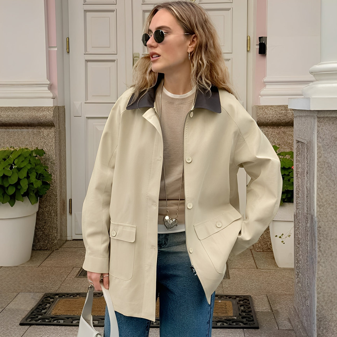 Eireen - Elegante chaqueta holgada con cuello polo para mujeres