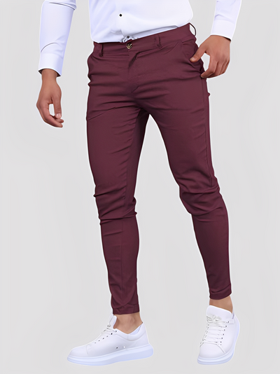 Shelton - Pantalón casual elástico con ajuste estrecho para hombres