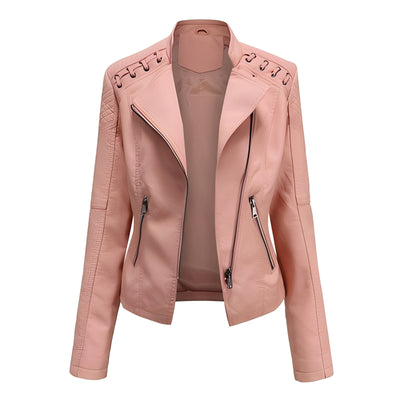 Narelle - Elegante, estrecha chaqueta corta de cuero para mujeres