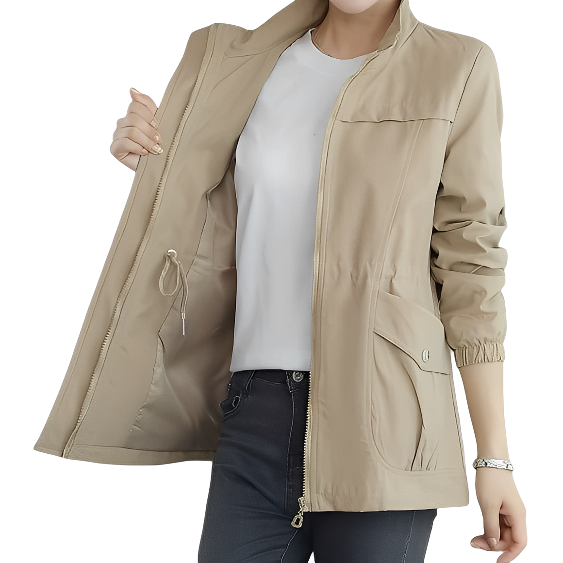 Gwenda - Elegante chaqueta con cintura ajustable para mujeres
