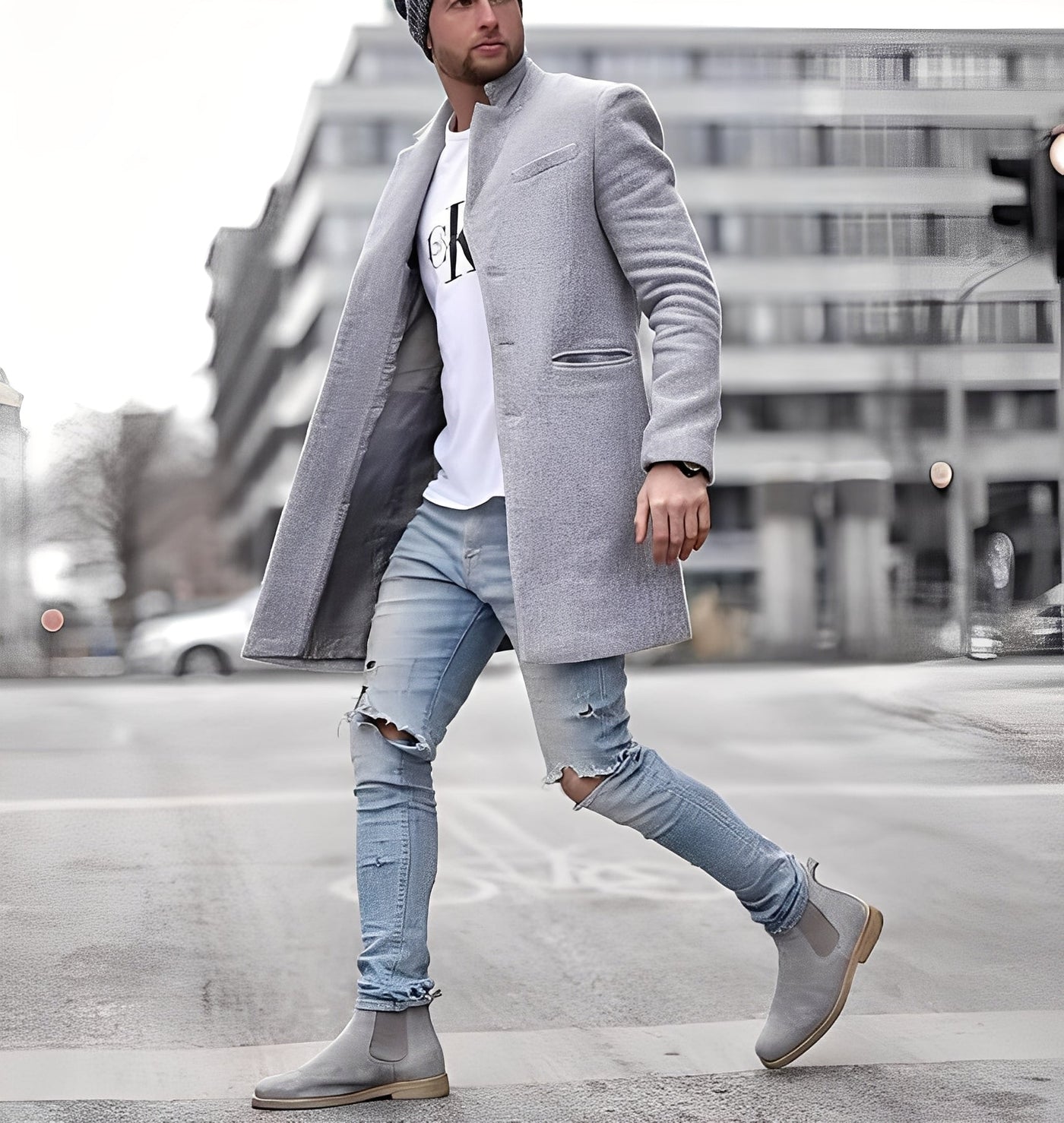 Cordell - Casual largo abrigo de lana para hombres