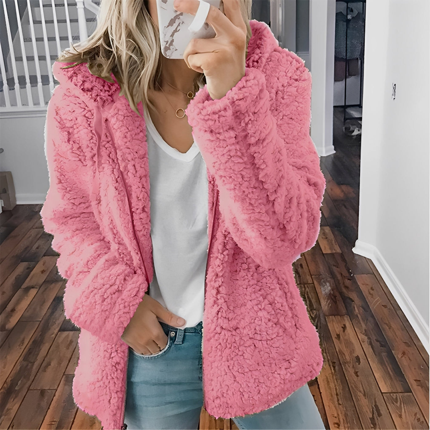 Blaire - Abrigo Casual con Capucha de Piel de Oso para Mujeres