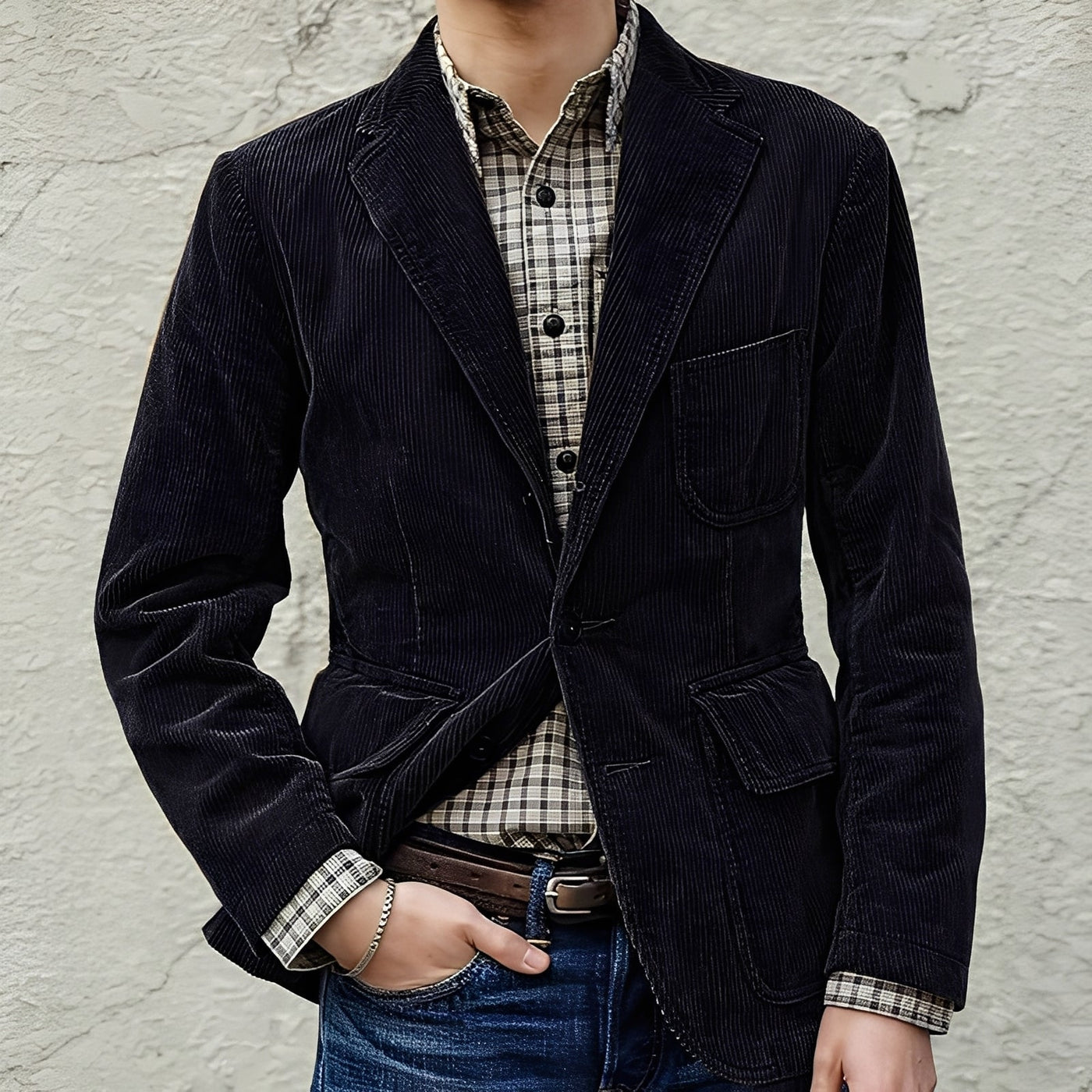 Dalton - Chaqueta informal de lana con bolsillos para hombres