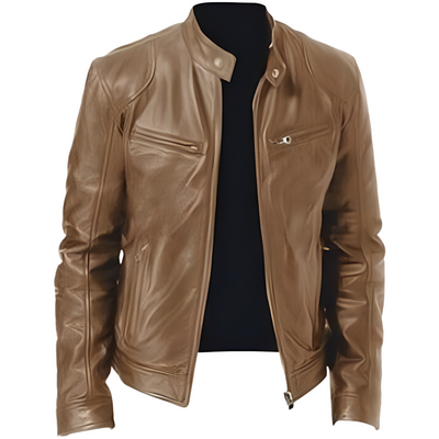 Crawford - Chaqueta de cuero ajustada y casual para hombres