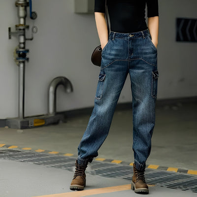 Kristal - Pantalones vaqueros de algodón con varios bolsillos para mujer
