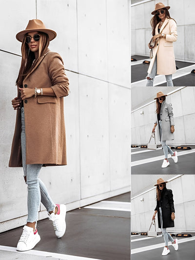 Rhetta - Elegante abrigo de lana con botones para mujeres