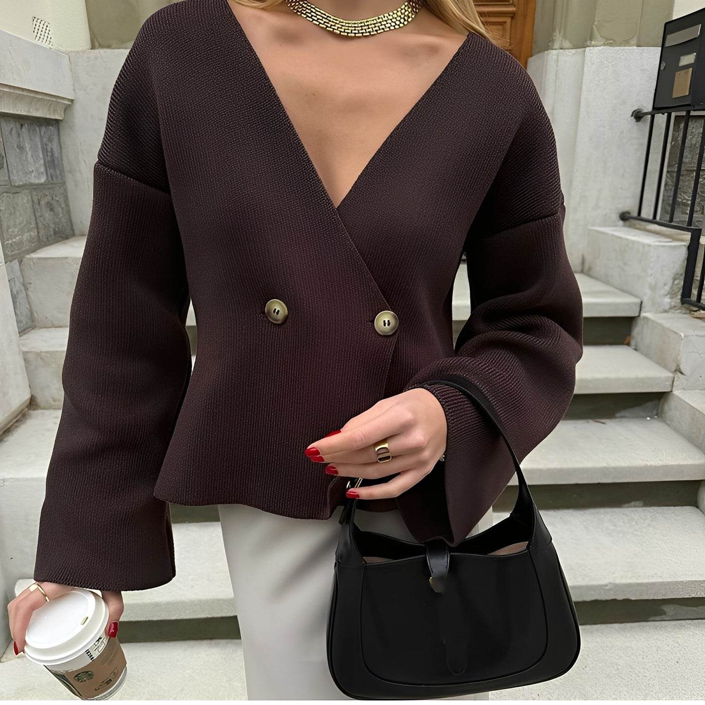 Anjelica - Elegante cardigan de punto suelto para mujer