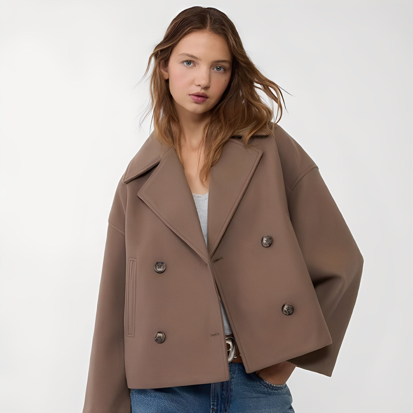 Abegail - Chaqueta corta holgada y casual para mujeres