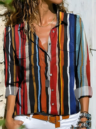 Santana - Camisa elegante con estampado abstracto para mujeres