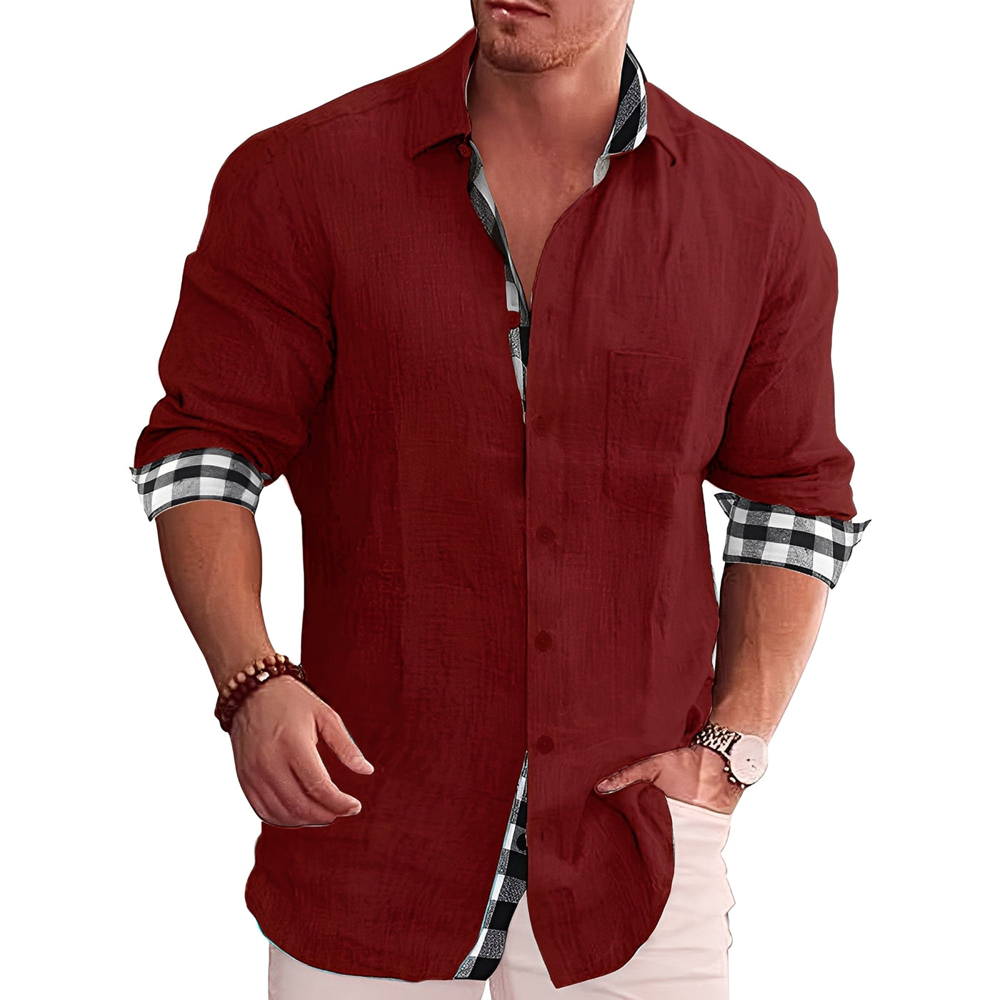 Ronald - Camisa de Cuadros Informal para Hombres