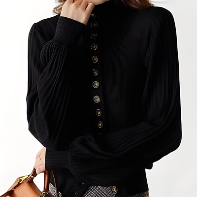 Adelyn - Top de punto casual con mangas de farol para mujer
