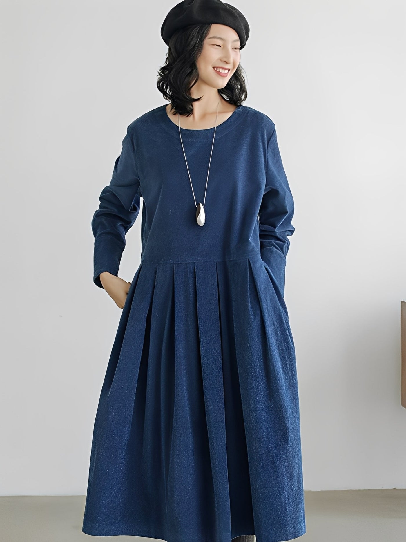 Shyanne - Vestido de pana suelto y casual con bolsillos para mujer