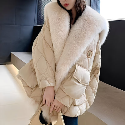 Marjorie - Chaqueta de plumas de moda con cuello de piel para mujeres