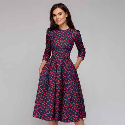 Elisabeth - Elegante vestido de manga larga con estampado floral para mujeres