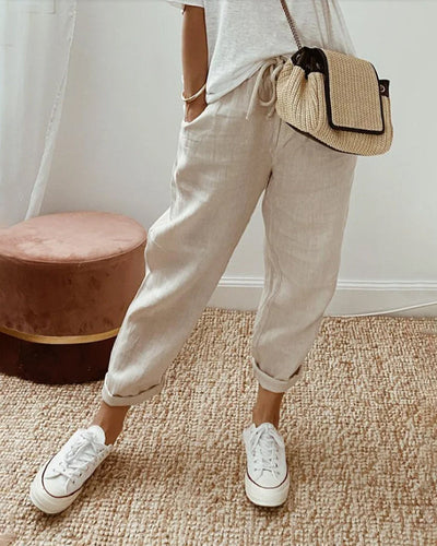 Luxara - pantalones aireados de mujer con cinturilla elástica de verano