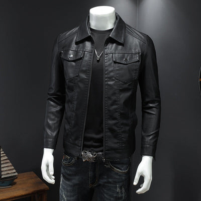Nelson - Chaqueta de cuero biker casual para hombres