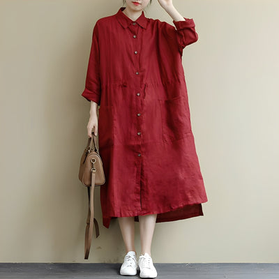 Chelsie - Maxivestido oversized con botones para mujer