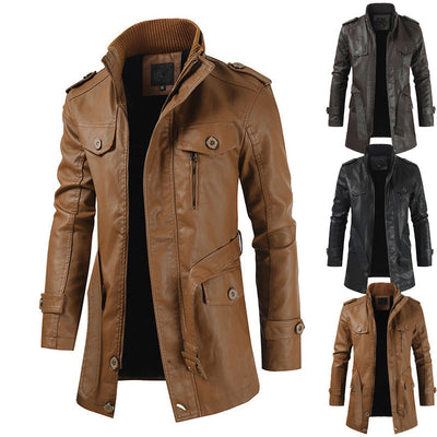 Howard - Abrigo de Cuero Retro para Hombres