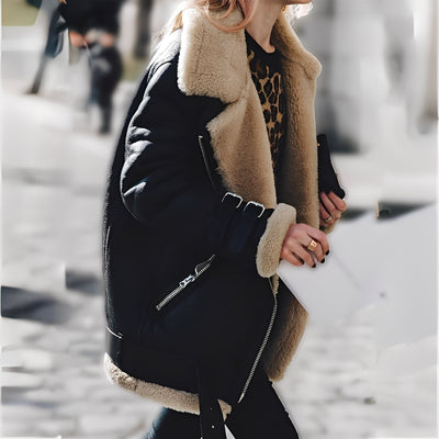 Cassandra - Gruesa Chaqueta de Lana y Gamuza para Mujeres