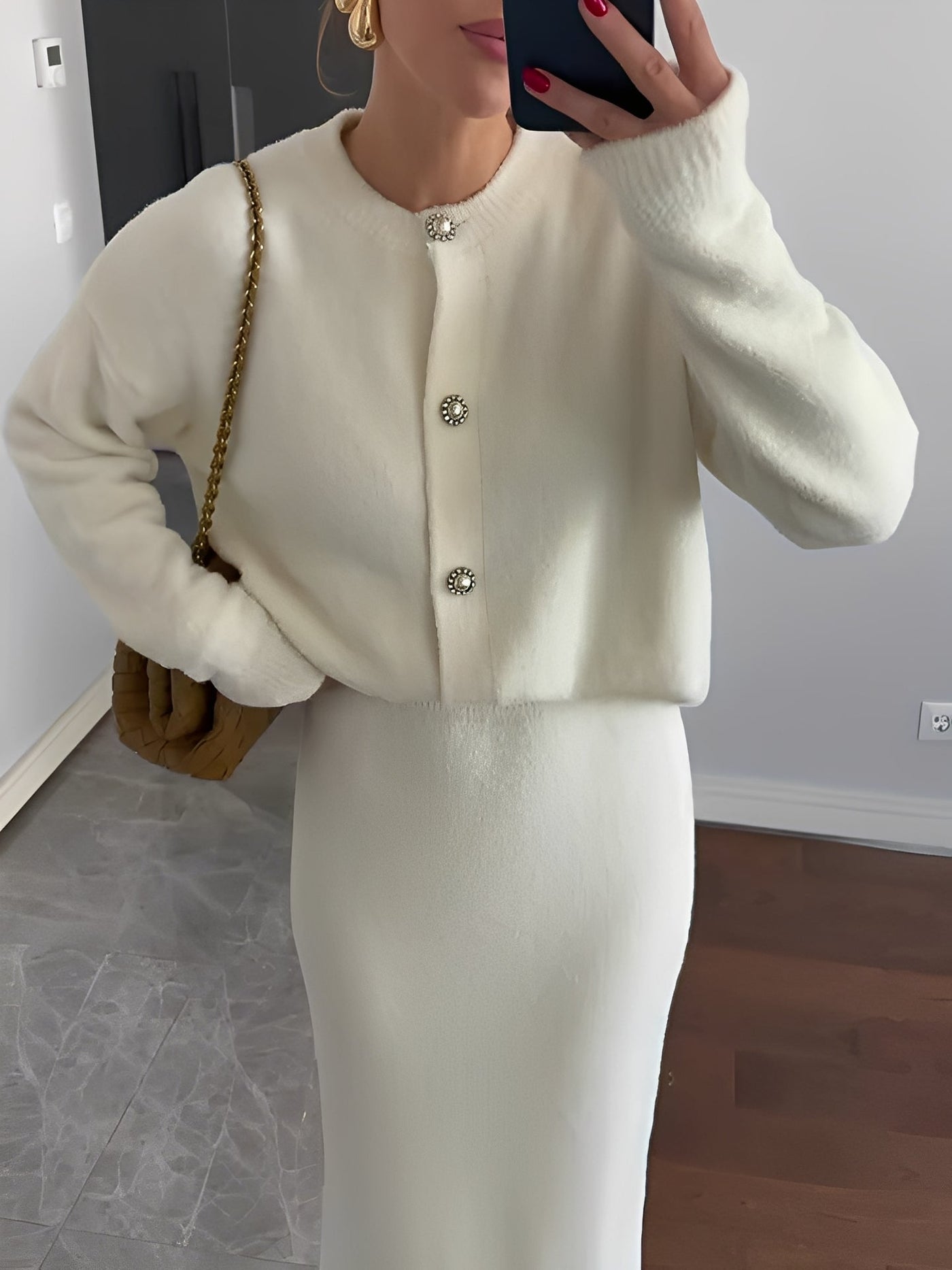 Cecilia - Elegante conjunto de cárdigan y falda para mujeres