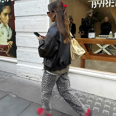 Rowanne - Pantalón clásico con pierna ancha y estampado para mujeres