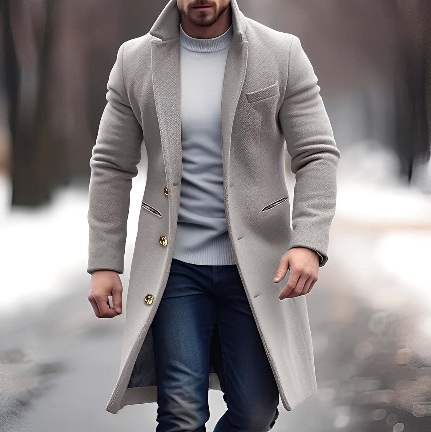 Zackary - Abrigo de lana casual de longitud media para hombres
