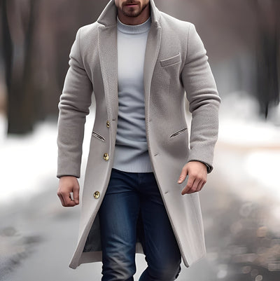 Zackary - Abrigo de lana casual de longitud media para hombres