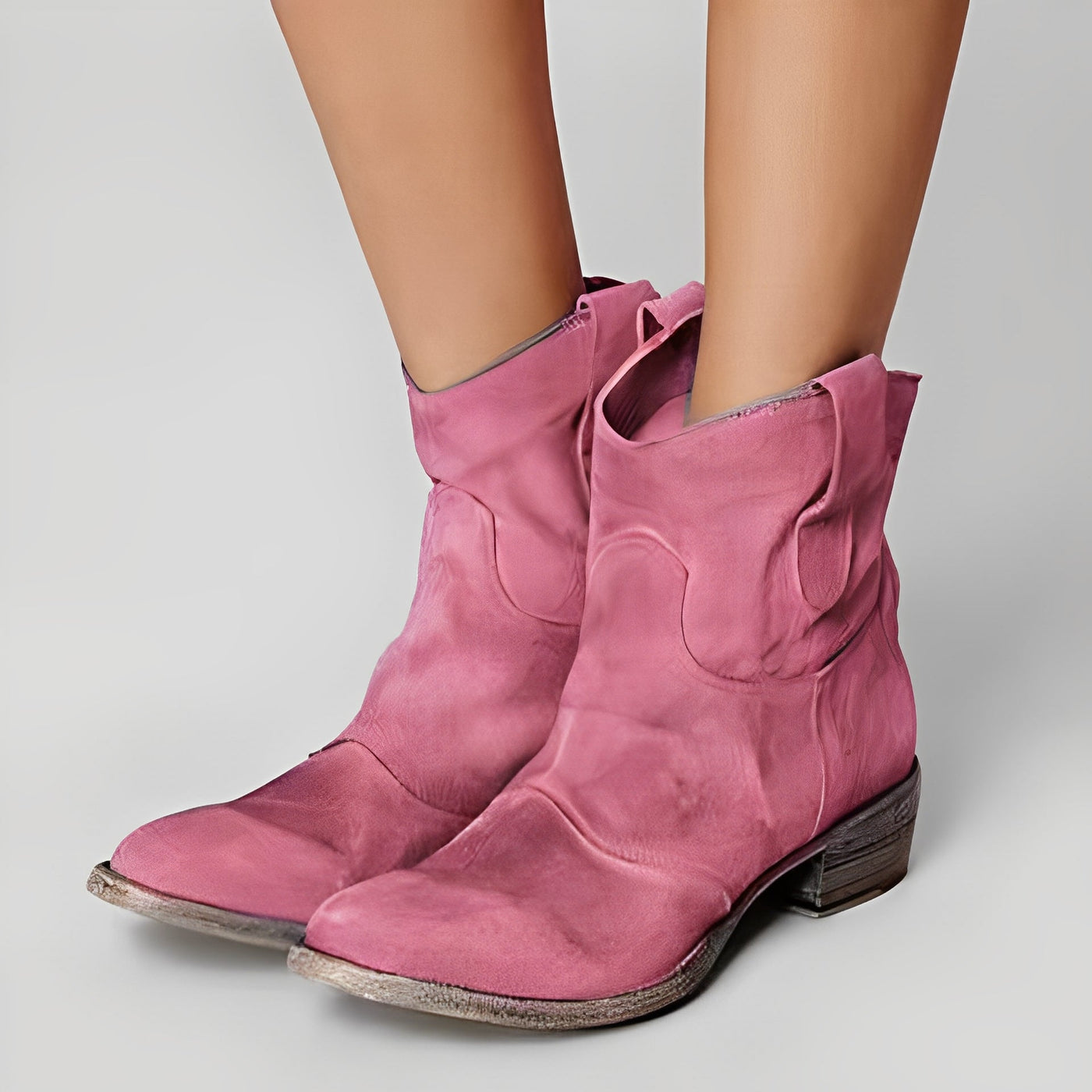Adaline - Botas vaqueras retro con tacón bajo para mujer