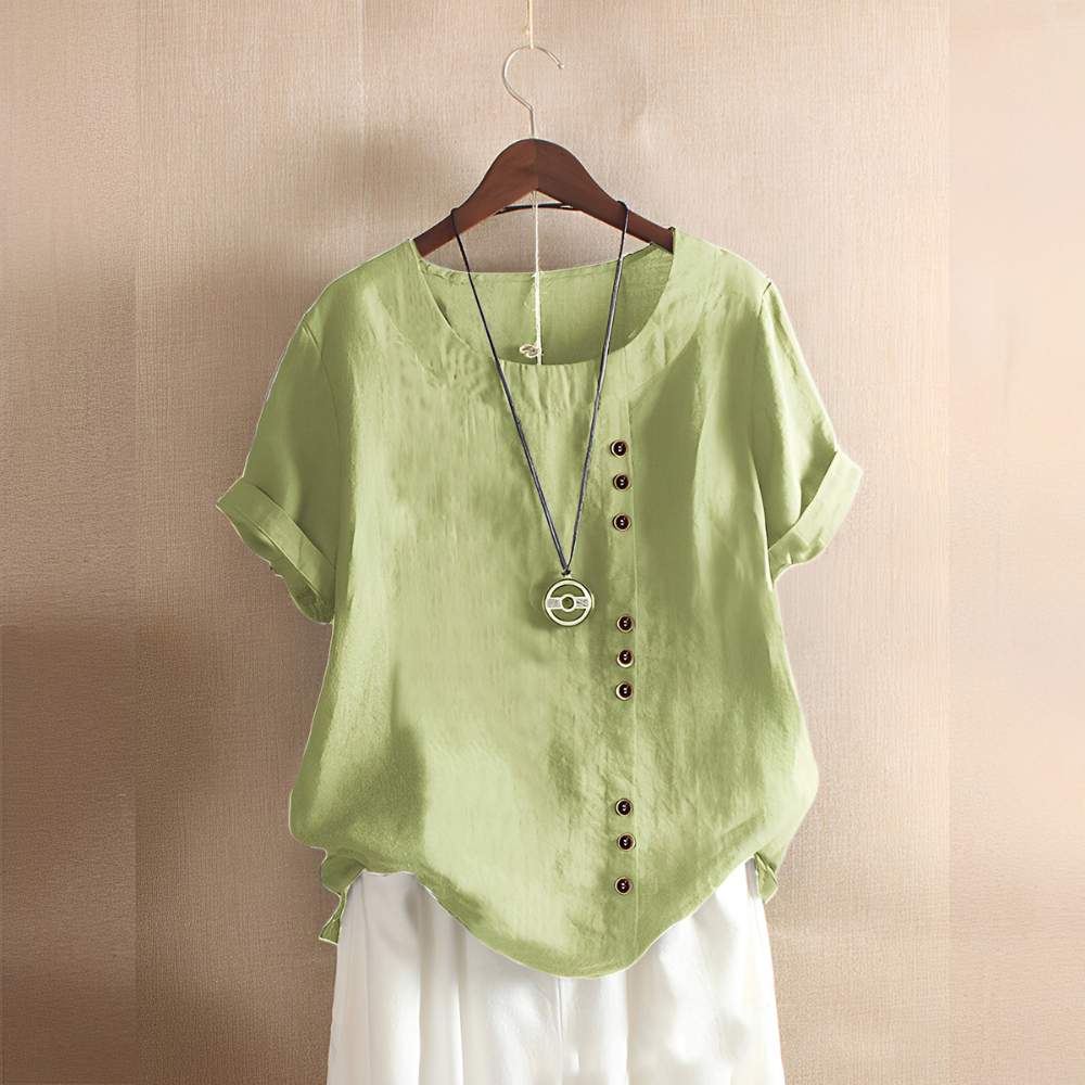 Corrine - Clásica, holgada blusa de lino para mujer