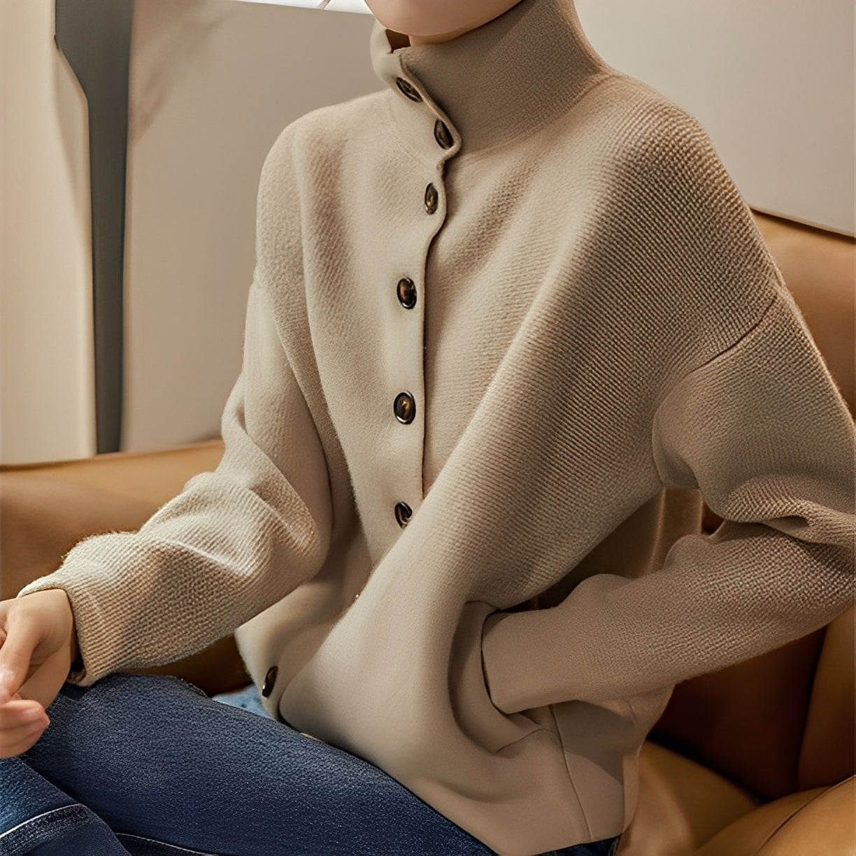 Evelynn - Elegante suéter de punto con cuello alto para mujeres