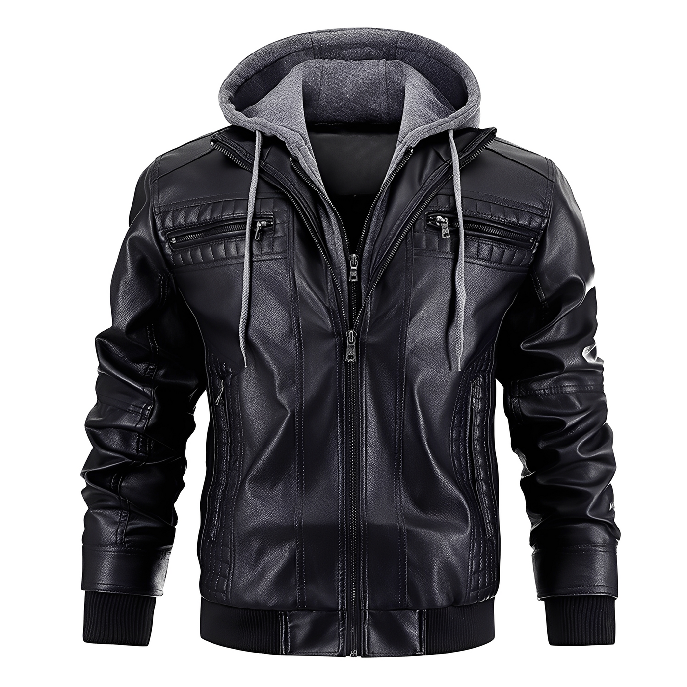 Everard - Clásica chaqueta de motocicleta con capucha para hombres