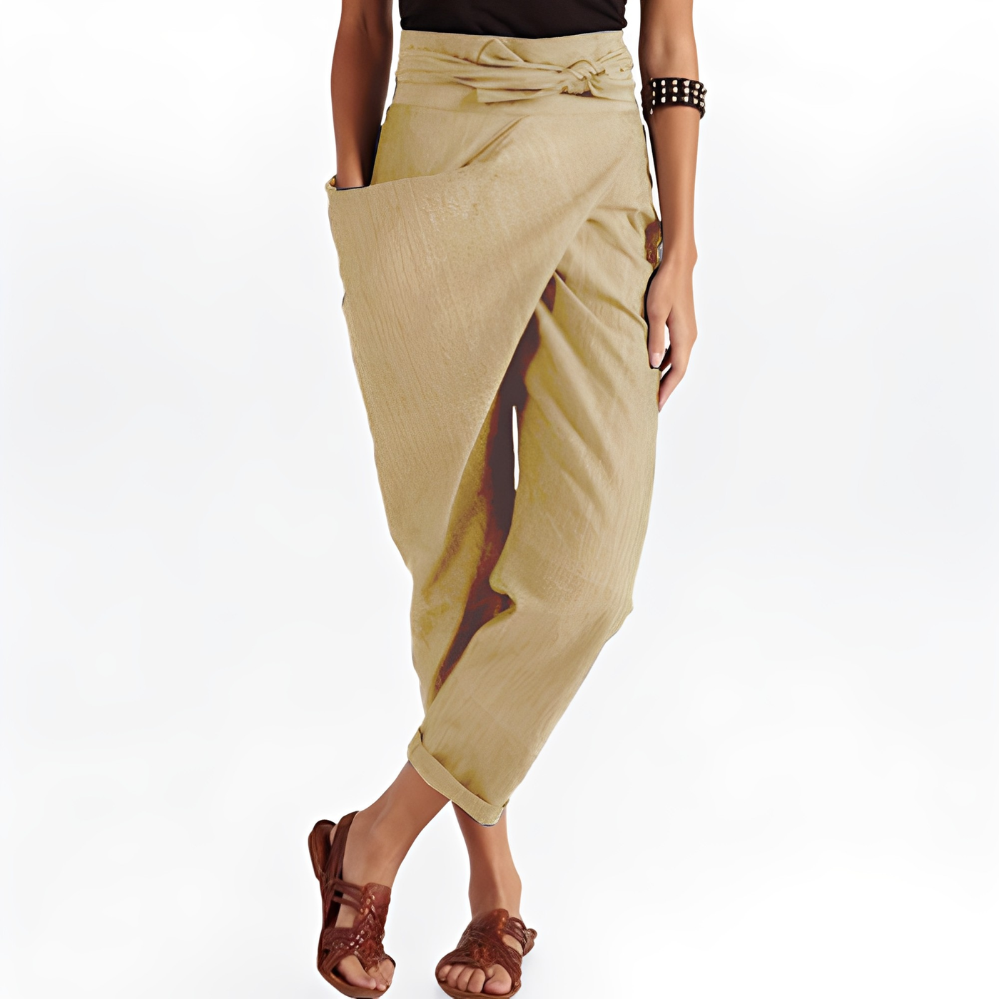 Courteney - Pantalones Harem Casuales de Talle Alto para Mujeres