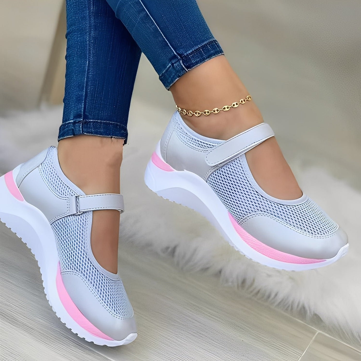 Nichola - Elegantes Sandalias de Tiras de Malla para Mujer