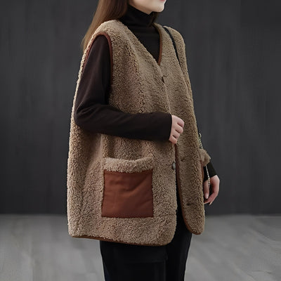 Emerie - Chaleco grueso y casual con bolsillos para mujeres