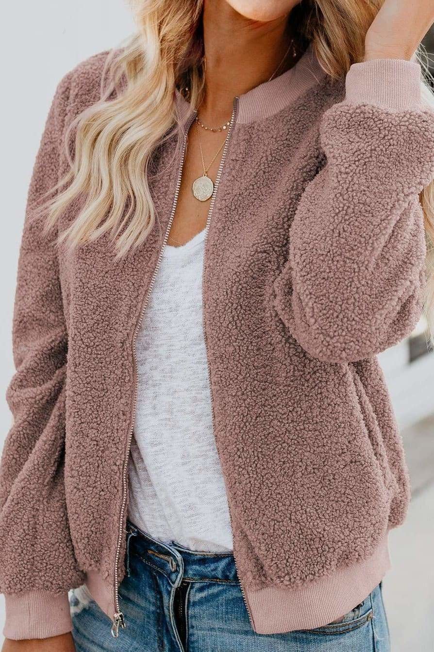Korra - Acogedora Chaqueta Bomber de Peluche para Mujeres