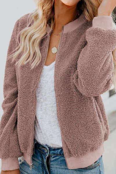 Korra - Acogedora Chaqueta Bomber de Peluche para Mujeres