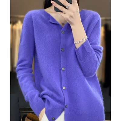 Mariví - Elegante Cardigan Cuello Redondo de Lana