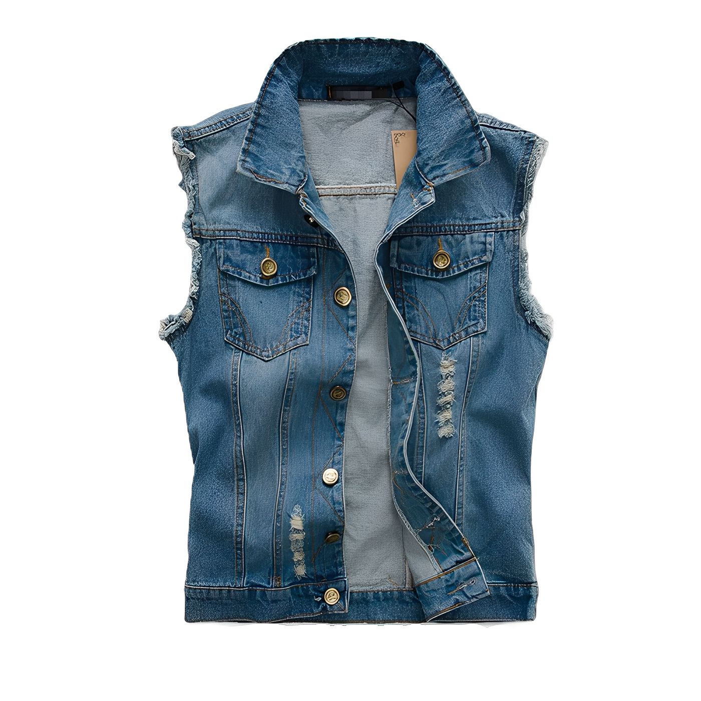 Morley - Chaleco retro de jeans con bolsillos para hombres