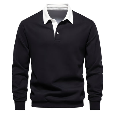 Shelton - Camisa Polo de Manga Larga Casual para Hombres