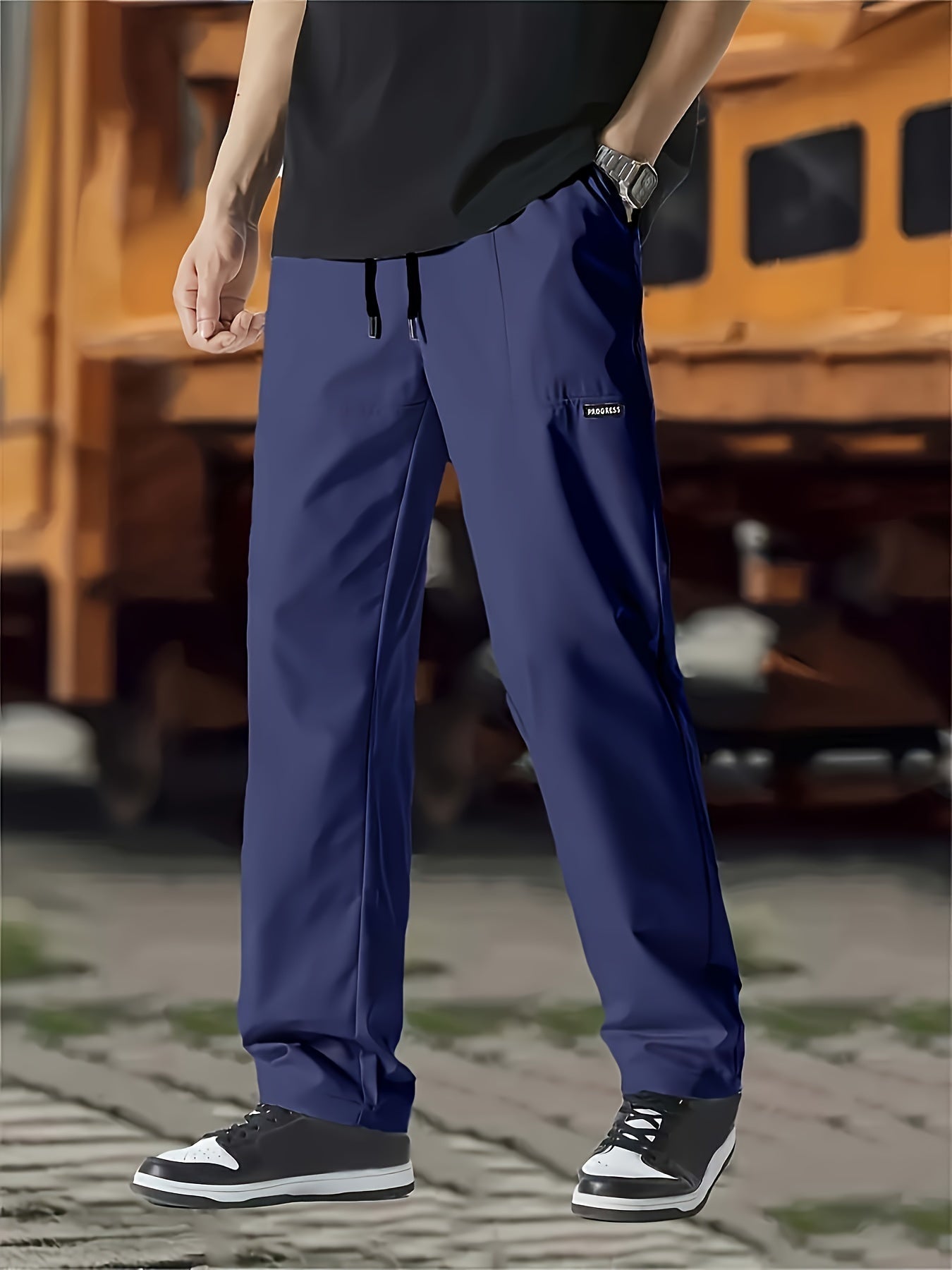 Esmund - Pantalones de chándal casuales con cordones para hombres