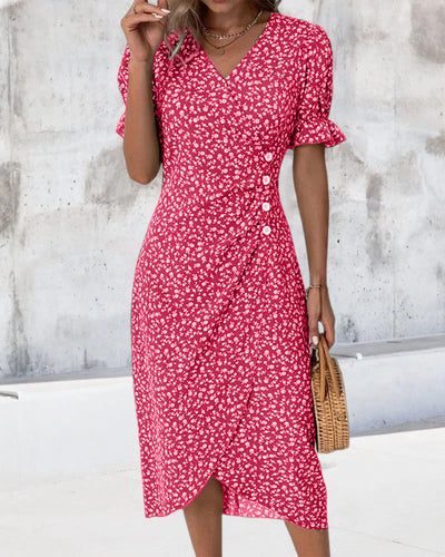 Ginny - Vestido V-Neck Fresh Bloom para Todo el Día