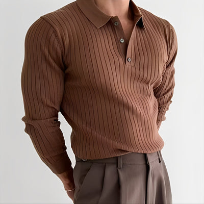 Raphael - Camisa de manga larga con cuello de solapa para hombres