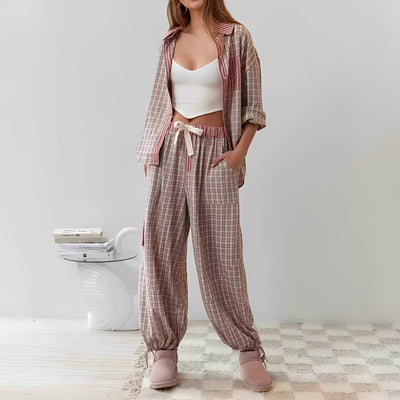 Elenora - Cómodo, casual conjunto de pijama de dos piezas para mujeres