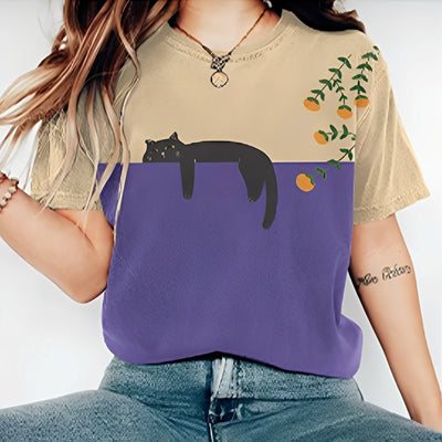 Alvina - Camiseta casual con motivo para mujer