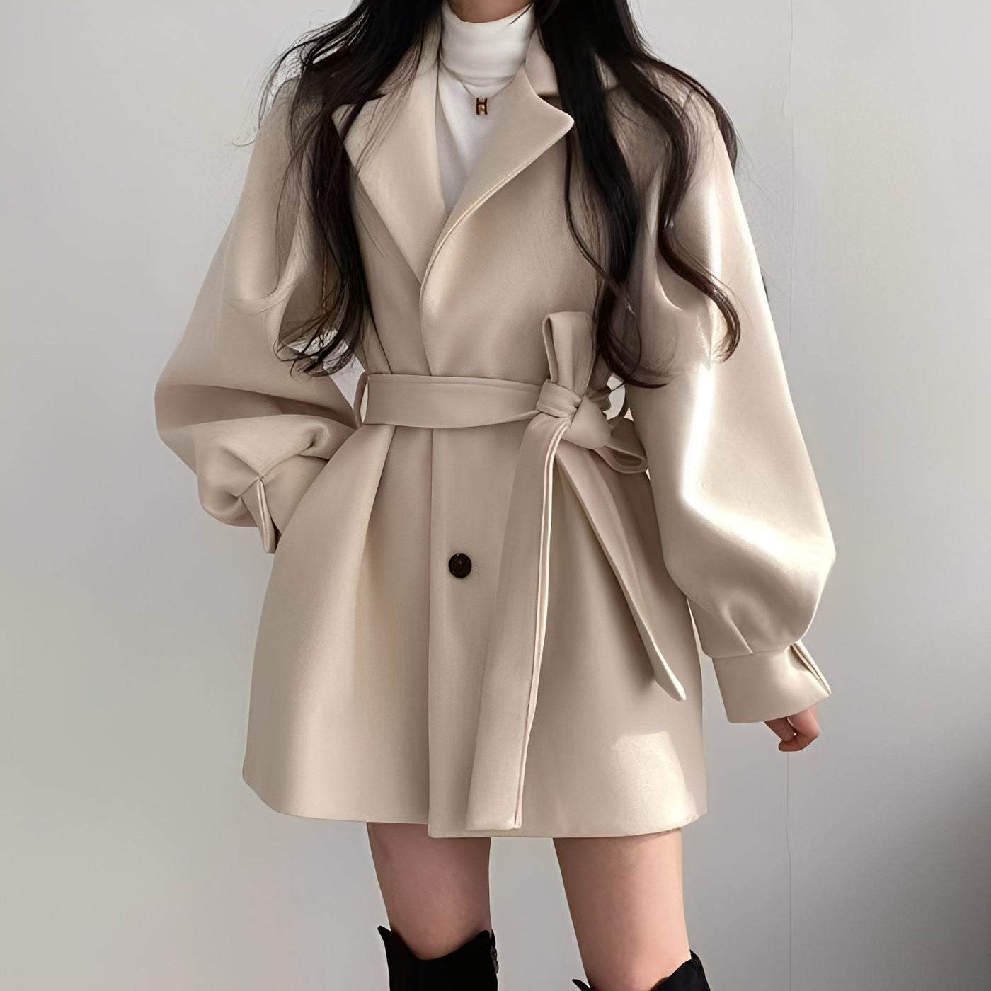 Meryl - Elegante abrigo de lana de longitud media para mujer