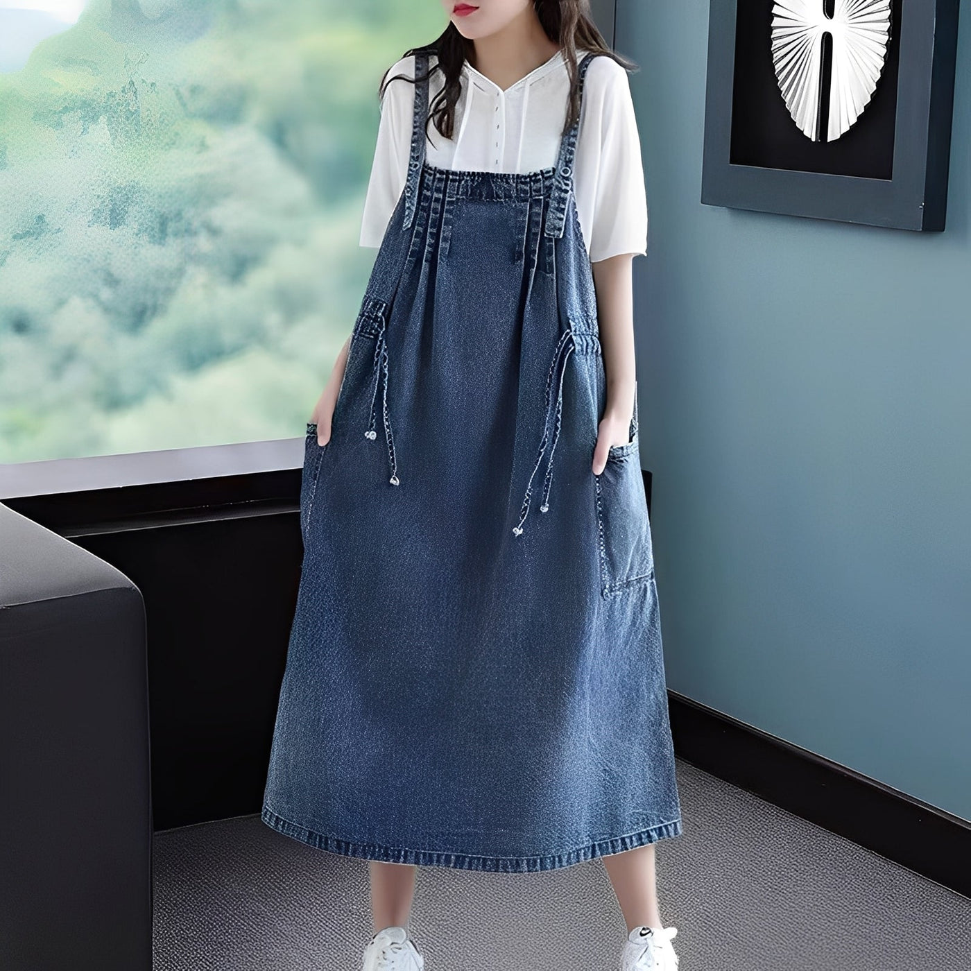 Kelsey - Vestido vaquero casual con bolsillos para mujer