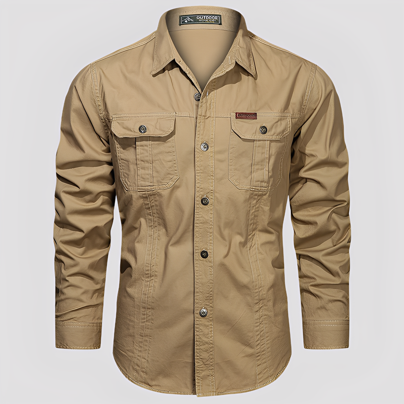 Ranulph - Camisa Cargo de Manga Larga Casual para Hombres