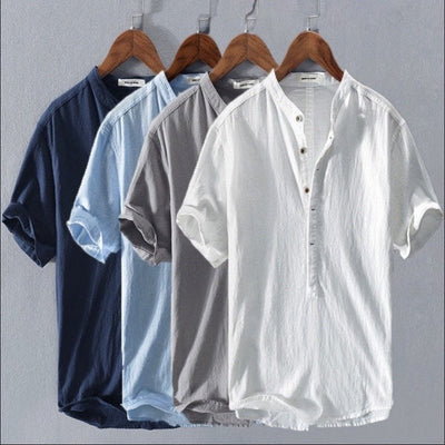 Nico - Camisa casual en lino y algodón de manga corta